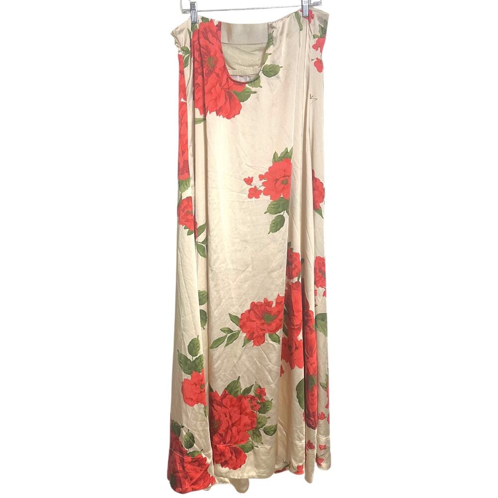 Free People Ethereal Satin Botanical Strapless Maxi Gown Dress Tea Combo Size XL - Picture 6 of 9